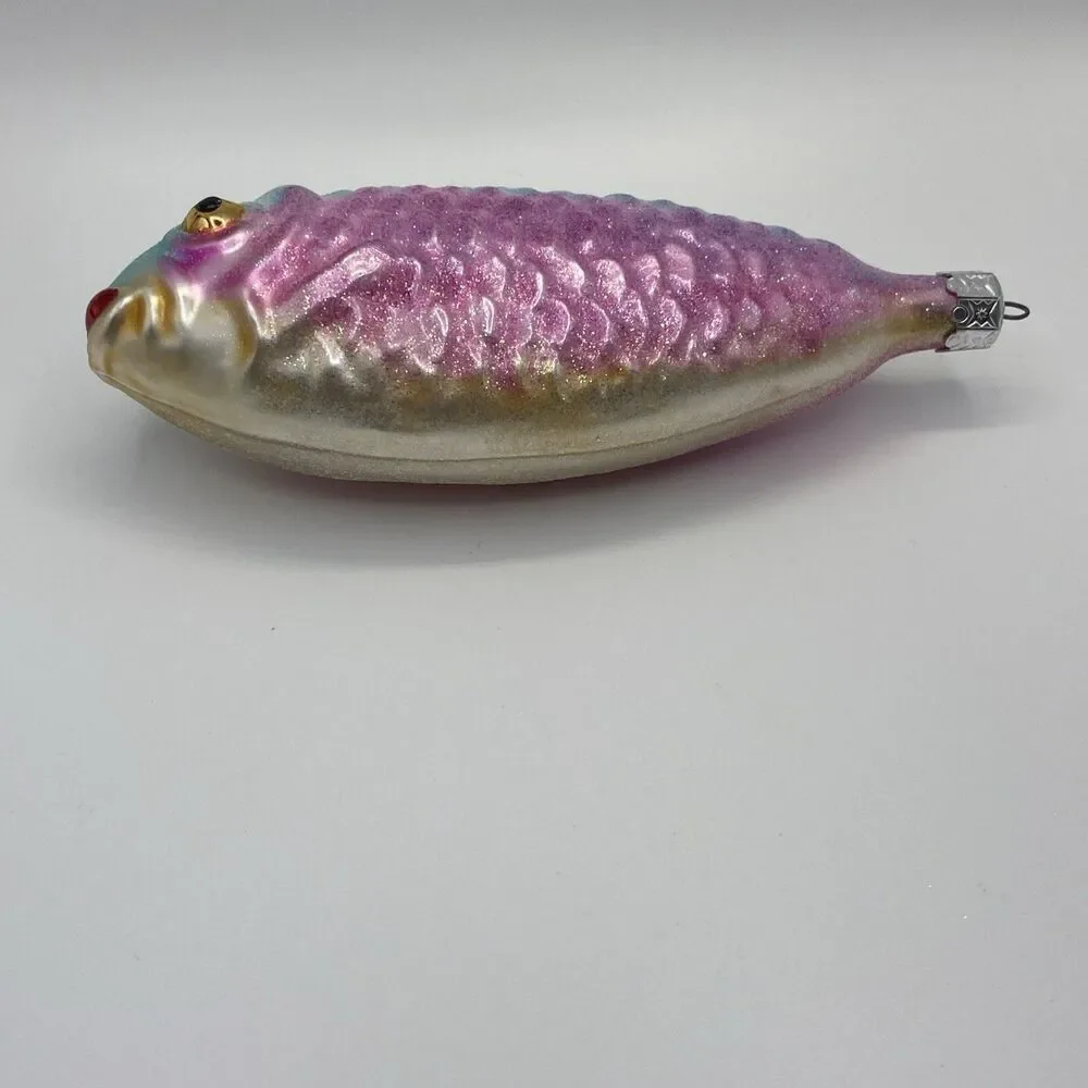 Vintage Christopher Radko Rainbow Trout Hand Blown Glass Christmas Ornament Rare